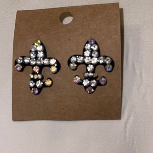 Rhinestone Fleur de Lis Earrings